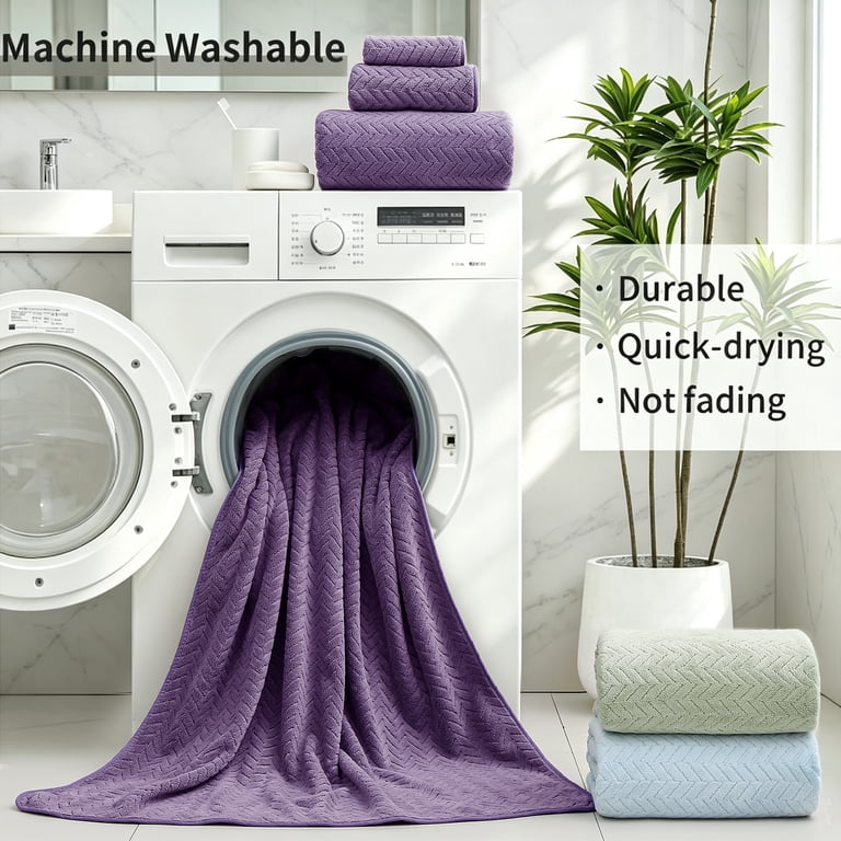 Covina Home 8-Piece Microfiber Bath Towel Set, Purple photo 8