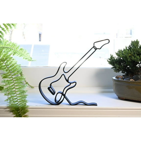 Electric Guitar Sculpture Minimalist Line Art Music Decor for Musicians