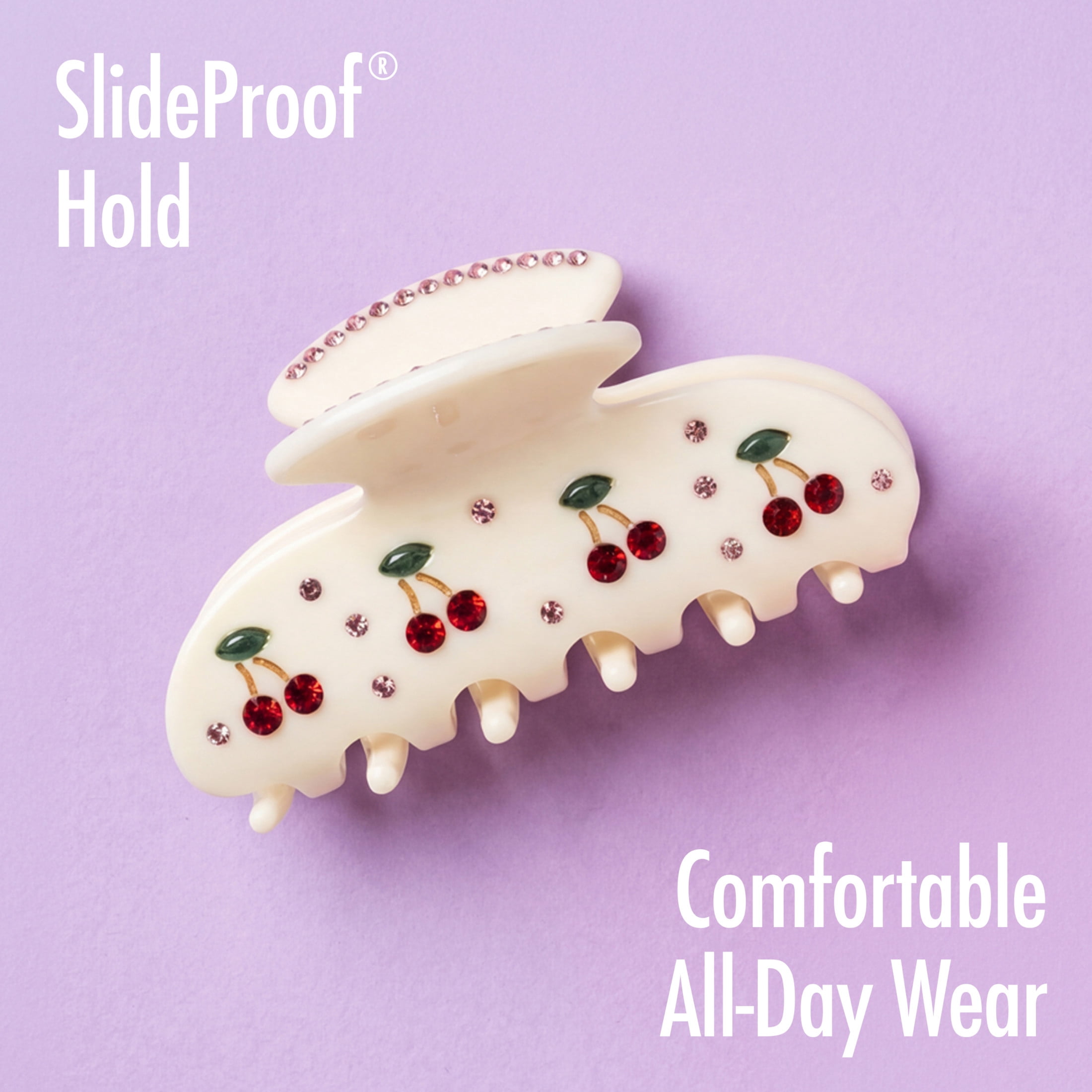 Goody Faux Fleur Cherry Hair Claw Clip - Small Size Accessory for All Hair Types