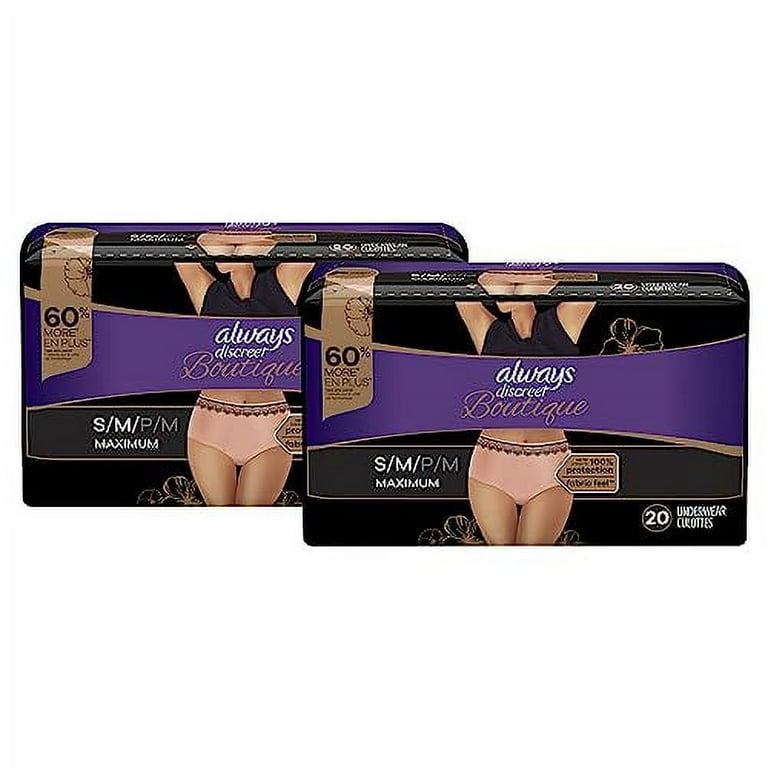 Always Discreet Adult Incontinence Underwear for Women and Postpartum  Underwear, XL, Up to 100% Bladder Leak Protection,, 15CT 