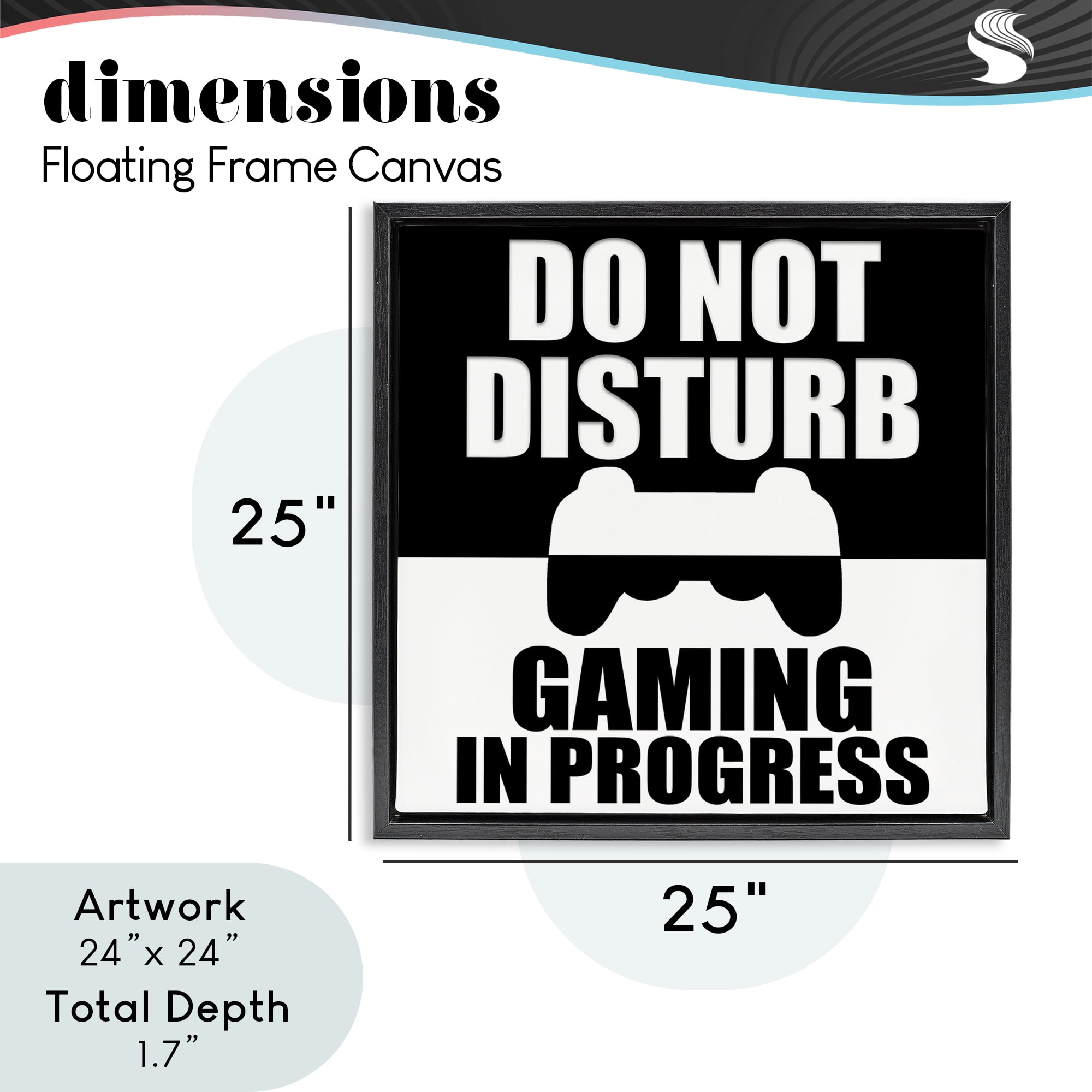 Do Not Disturb Minimal Gamer Black Framed Floater Canvas Wall Art, design by Kim Allen