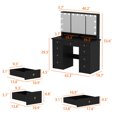 thumbnail image 6 of OXYLIFE Makeup Vanity Desk with Mirror and 3 Color Lights and 9 Drawers for Bedroom, Black, 6 of 6
