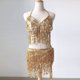 thumbnail image 5 of Conjunto de traje de danza del vientre con lentejuelas para mujer - Chaleco + falda, poliéster/lentejuelas, talla única - Con borlas/ropa de fiesta, 5 of 5
