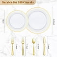 thumbnail image 5 of 600PCS Clear Gold Plastic Plate Set (100 Guests), Plastic Plates for Party Wedding Birthday, Disposable Dinnerware Set of 200 Plates, 200 Forks, 100 Spoons, 100 Knives for Christmas, 5 of 8