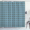thumbnail image 1 of Yellow and Blue Shower Curtain, Middle East Pattern Medieval Moroccan Stars with Squares, Fabric Bathroom Set with Hooks, 69W X 84L Inches Extra Long, Violet Blue Pale Blue Yellow, by Ambesonne, 1 of 3