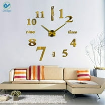 Deago Frameless DIY Wall Clock,Large Modern 3D Mirror Wall Clock Decor Sticker DIY Clock kit for Home Living Room Bedroom Office Decoration (Gold)