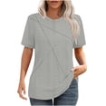 thumbnail image 3 of Camisetas para mujer,Camisa informal de manga corta holgada para mujer, cuello redondo, tejido de poliéster, ideal para uso diario en primavera y verano, sopatenor, 3 of 9