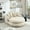 Beige, variant on 70" Oversized Oval Upholstered Bean Bag Sofa with Pillows, Chenille Fabric Bean Bag Sofa with Wrap Around Backrest, Modern Comfy Cloud Couch for Living Room Apartment, Emerald