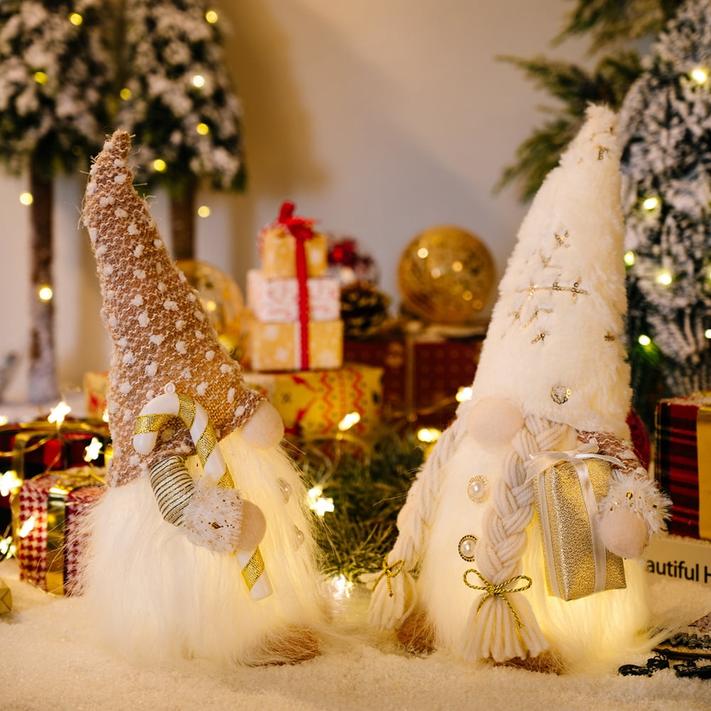 Bueautybox Christmas Gnomes Decorations Gift, Handmade Swedish Tomte, Scandinavian Pink Gnome Santa Nisse Nordic Figurine Plush Elf Doll Toy Table