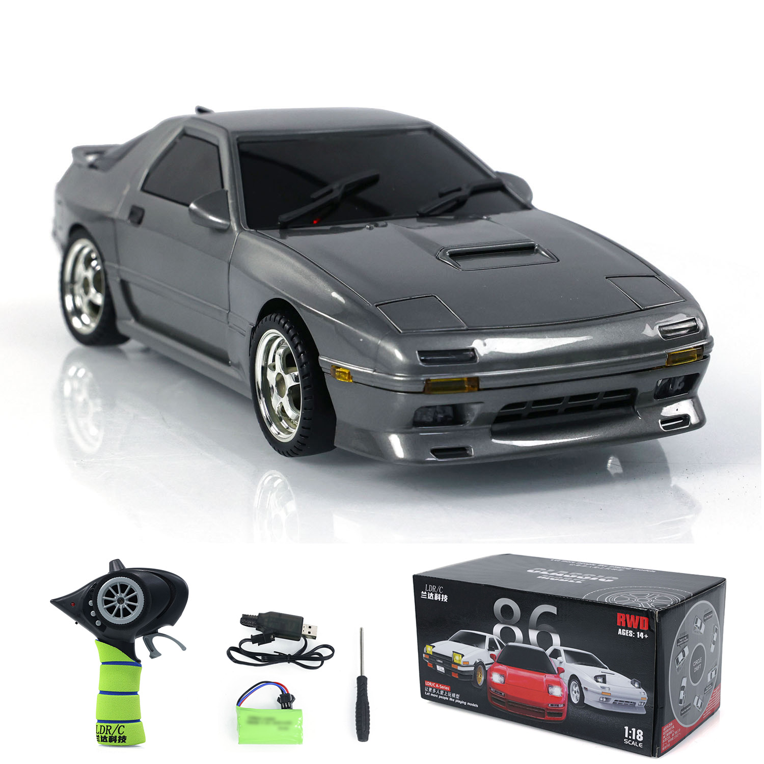 1:18 RX7 RWD RC Drift Car LDRC LD1802 Radio Control Racing Vehicles Gyroscope