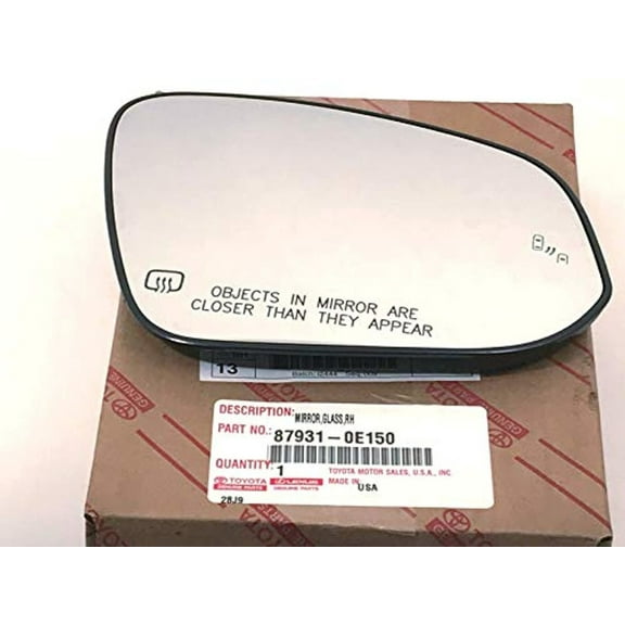 Fits 14-19 Highlander Right Heated Mirror Glass w/BlindSpot Warning w/Holder OE