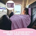 thumbnail image 2 of 3 in 1 Travel Blanket Pillow Set - 350 GSM Thick Airplane Compact with Bag, Soft Bag a Pocket, Inflatable for Camping & Car Trip (Violet), 2 of 4