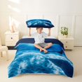 thumbnail image 2 of Castle Fairy Photorealistic Manta Ray Seascape Twin Duvet Cover,Sunbeam Sand Deep Ocean Art Twin Bedding,Deep Azure,Navy Blue Reversible,2pcs,No Comforter,1 Duvet Cover and 1 Pillowcase, 2 of 6