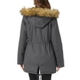 thumbnail image 3 of Chaqueta de parka de invierno para mujer Allegra K, abrigo acolchado largo, cálido, a prueba de viento, con capucha de piel sintética, gris, 3 of 6
