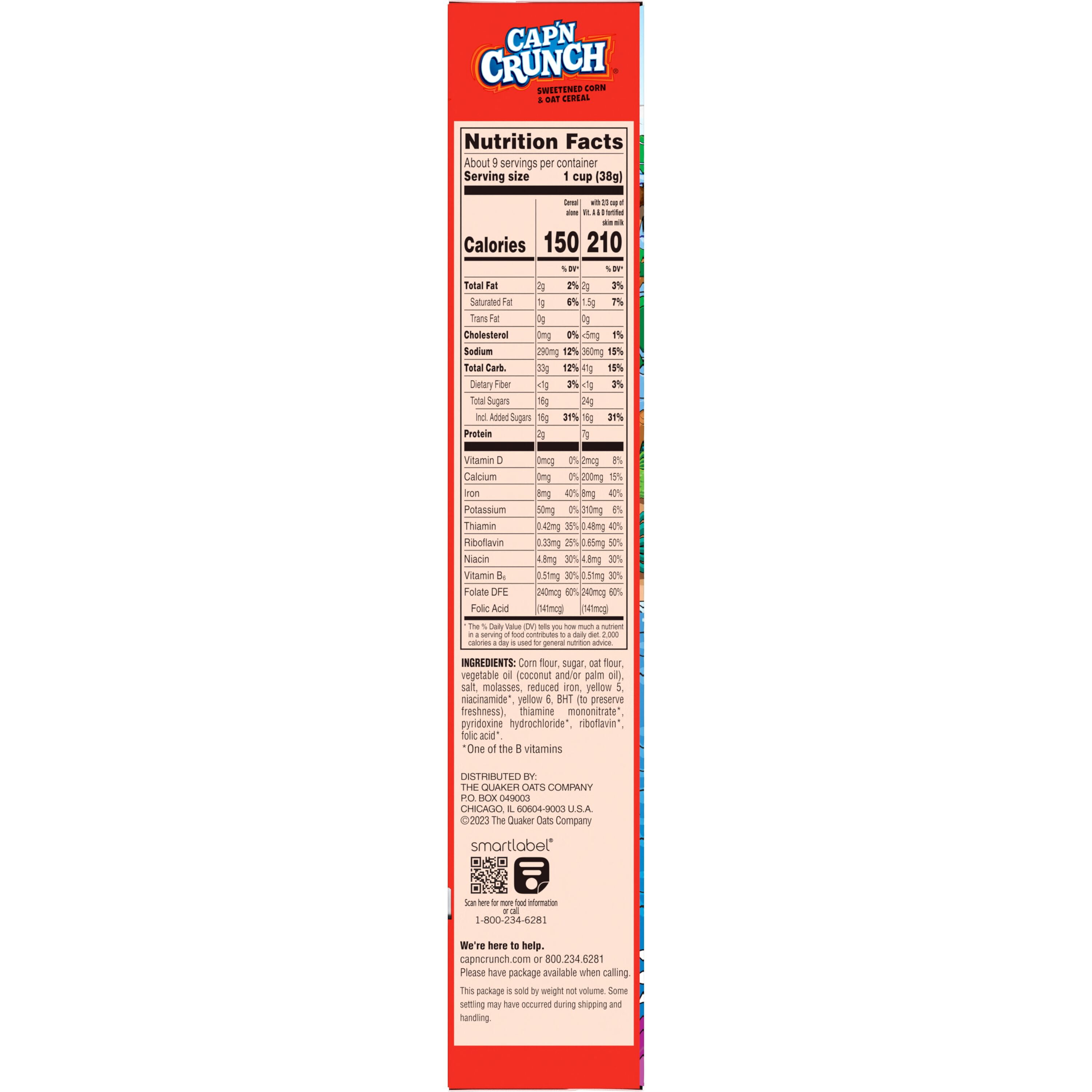 (14 pack) Cap'n Crunch Sweetened Corn & Oat Crunchy Cereal, 12.6 oz. Single box
