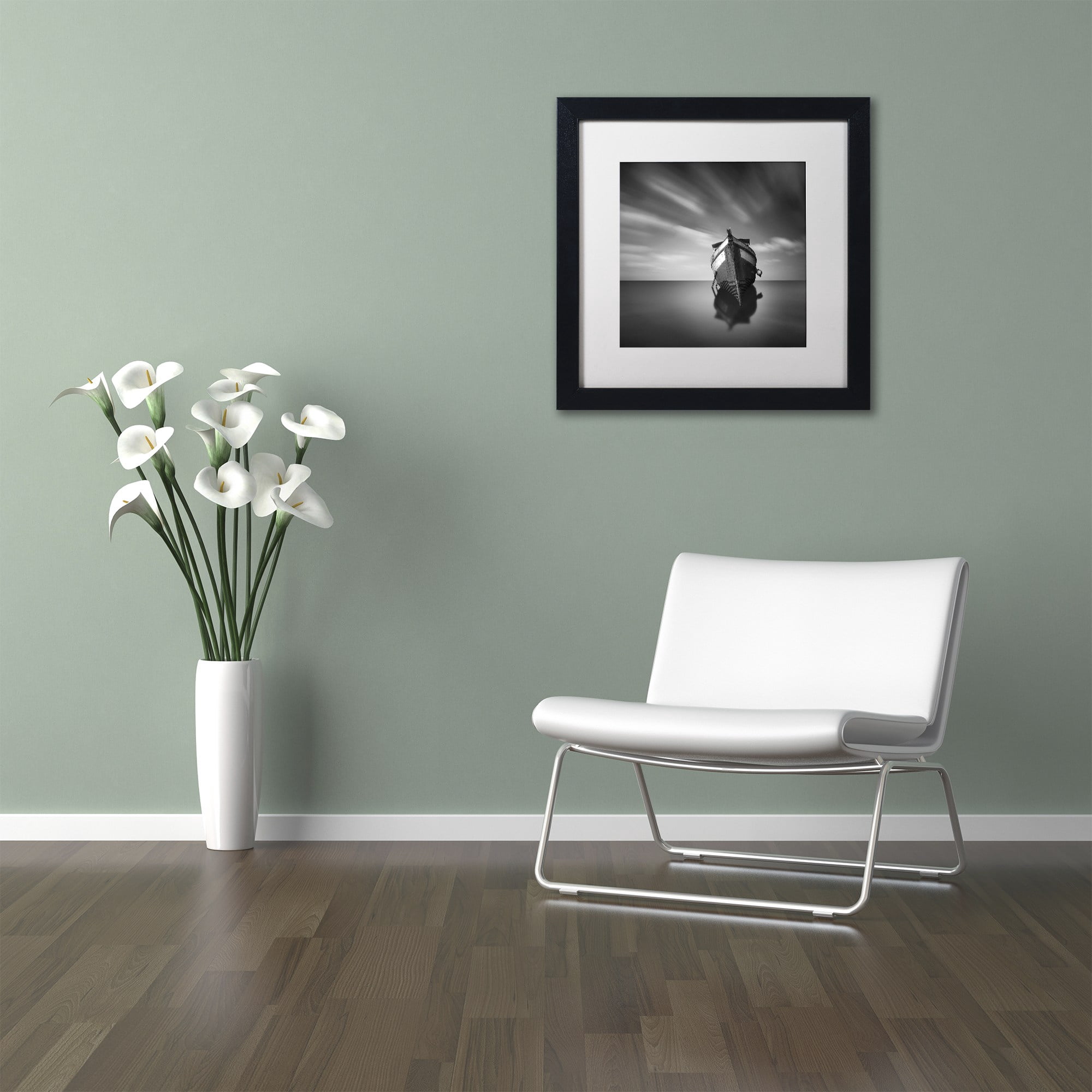 Trademark Fine Art "My Boat IV" Canvas Art by Moises Levy White Matte, Black Frame