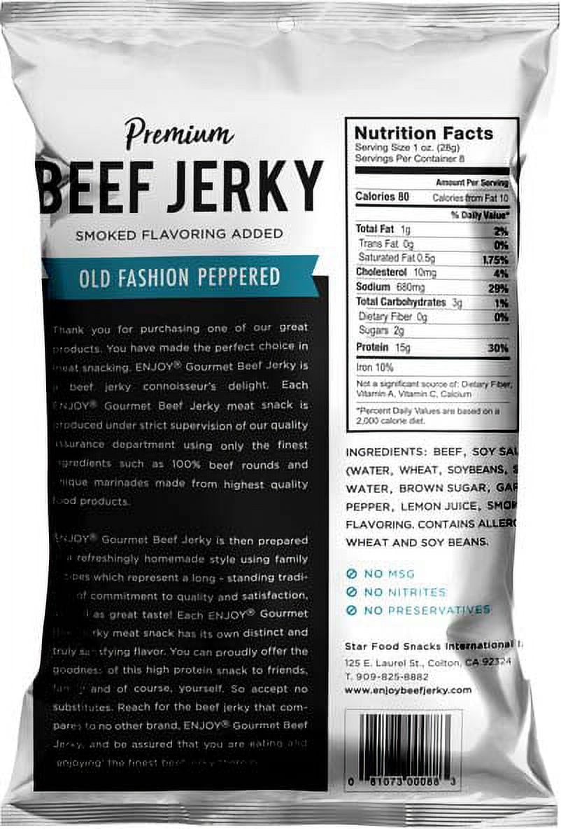 (2 pack) Enjoy Old Fashioned Peppered Beef Jerky 8oz Resealable Bag