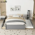 thumbnail image 3 of Bellemave Full Bed with Trundle and Storage, Solid Wood Full Size Platform Bed Frame with Drawers, Space-Saving Full Bed for Teens and Adults (Gray), 3 of 11