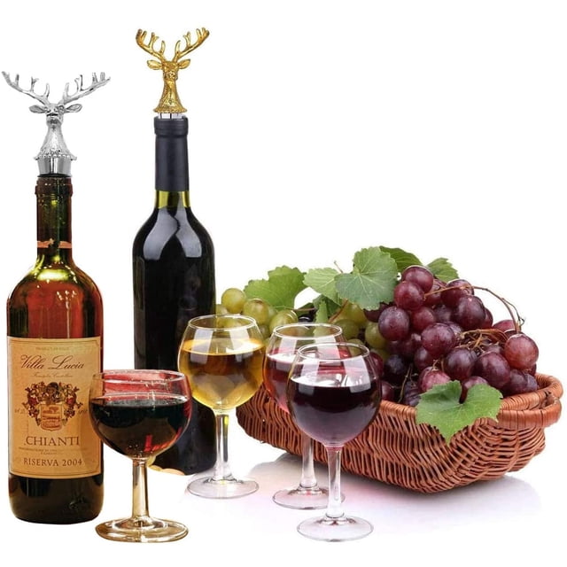 2 tapones de vino, sellador de tapón de botella reutilizable y vertedor de cerveza para paquete de colección de vino y champán