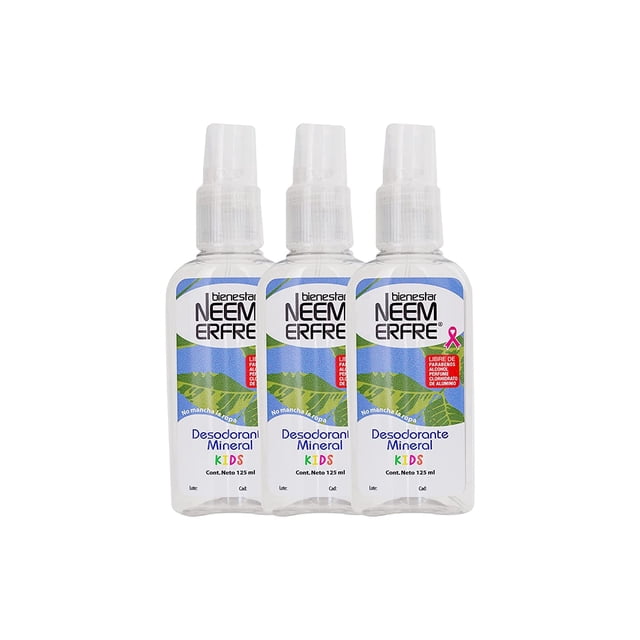 Desodorante Mineral Infantil Bienestar NEEM ERFRE Paquete de 3 125 ml c/u
