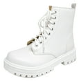 thumbnail image 3 of New Women's Lug Sole Platform Combat Ankle Bootie Lace up Side Zipper Boot, 3 of 4