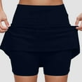 thumbnail image 2 of GEWSEY Midi Skorts for Women Casual Plus Size High Waist Athletic Skirt with Shorts Underneath Tennis Skorts with Pockets Tummy Control (Navy, 3XL), 2 of 6