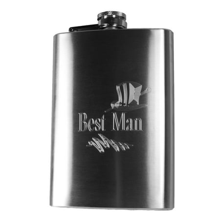 8oz Best Man Hip Flask R1 (Engraved Hip Flask Best Man)