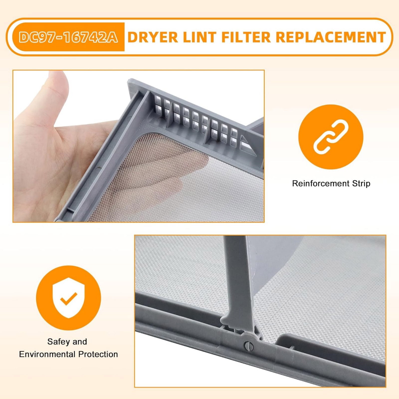 DC97-16742A Dryer Lint Filter Compatible For SAMSUNG Dryer DV456ETHDSU DV45H7000EW TAPDRA Accessory Part