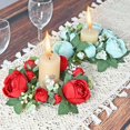 thumbnail image 5 of Valentine's Day Artificial Flower Candle Ring, Rose Candle Wreath Centerpiece for Wedding Table Decor, Floral Garland Candle Holder for Romantic Party Atmosphere and Home Decorations, 5 of 9