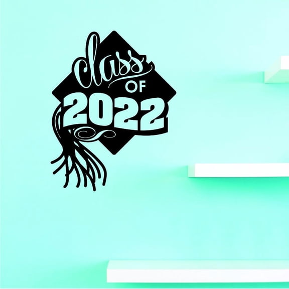 Custom Decals Class Of 2022 Wall Art Size: 14 X 28 Inches Color: Black