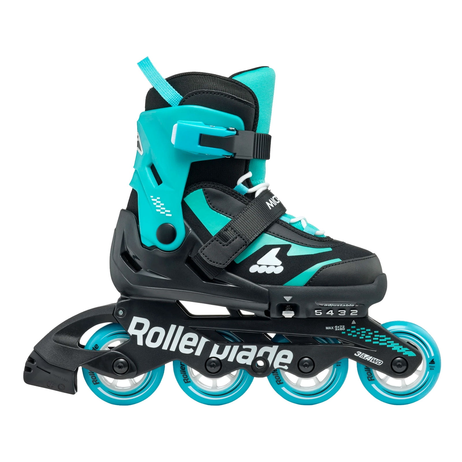 ROLLERBLADE Kids' Microblade Skates, Color: Black/Light Blue, Size: 11J-1