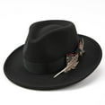 thumbnail image 2 of Vintage Feather Felt Fedora Hat for Men Women Classic Short Brim Jazz Dance Party Wedding Trilby Bowler Panama Hat, 2 of 4