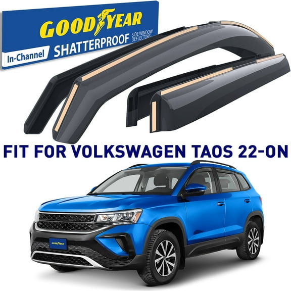 Goodyear Shatterproof in-Channel Window Deflectors for Volkswagen Taos 2022-2025, Rain Guards, Window Visors for Cars, Vent Deflector, Car Accessories, 4 pcs - GY007938
