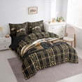 thumbnail image 2 of Castle Fairy Leopard Plaid Sports Car Bedding Comforter Set 7pcs for Boys, Pattern Art Queen Bedding Sets for Bedroom, Gold Black,Black Reversible, 2 of 7