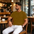 thumbnail image 6 of Men's Shirts Short Sleeve T-Shirt Crew Neck Light Tees Classic Basic Casual Tops Plain Soft Shirt Brown S, 6 of 7