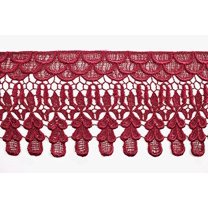 Altotux 5" 19 Colors of Embroidered Floral Scalloped Venice Lace Trim Victorian Guipure Sewing Supplies By Yard (Burgundy)