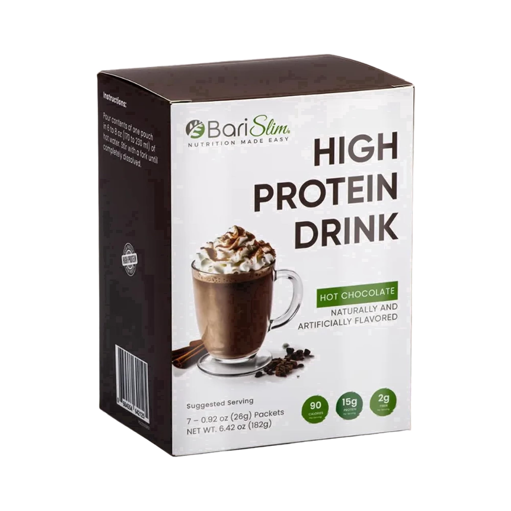 BariSlim Bariatric High Protein Drink Mix Powder for Post-Bariatric Surgery Support, Hot Chocolate, 9 oz
