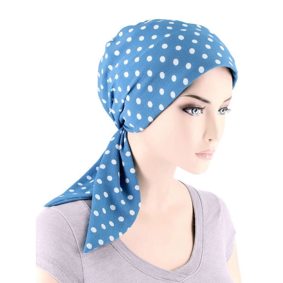 Chemo Fashion Scarf Carolina Polka Dot Blue