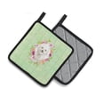 thumbnail image 2 of Bichon Frise Green Flowers Pair of Pot Holders, 2 of 4