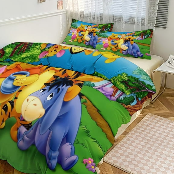 Cartoon The New Adventures of Winnie The Pooh 3 Piece Bed Set Warm And Comfortable Bedding Set 86"x70"