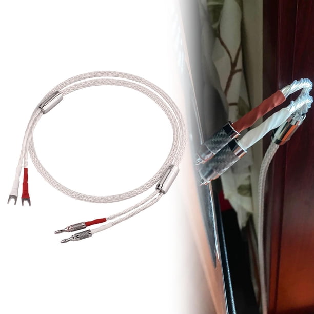 Cable de altavoz Cable de altavoz, aislamiento trenzado, estéreo, con conector tipo banana y conector de pala en Y para amplificador, cine en casa 15 m