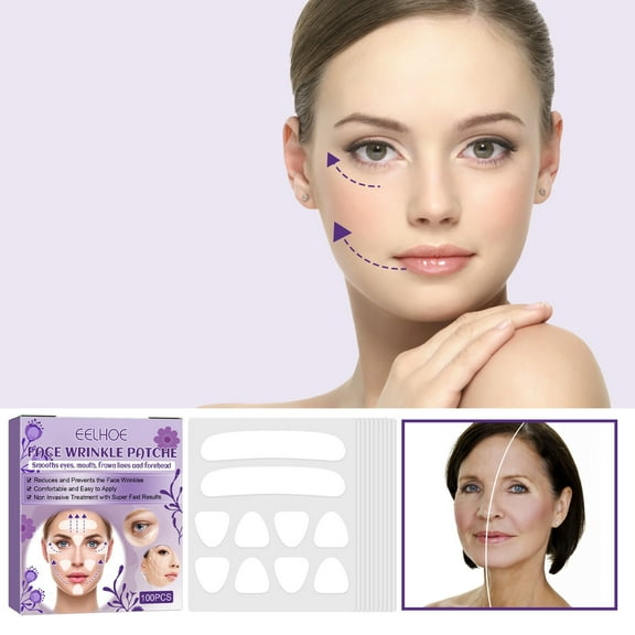 Non Wrinkle Patches For Lip,Clearance,Face Wrinkle Patches - Fine-Line Remover Strips To Eye, Mouth, Frown Lines And Forehead-Skincare Pads For Overnight Non-Wrinkle-Treatment (100 Count)