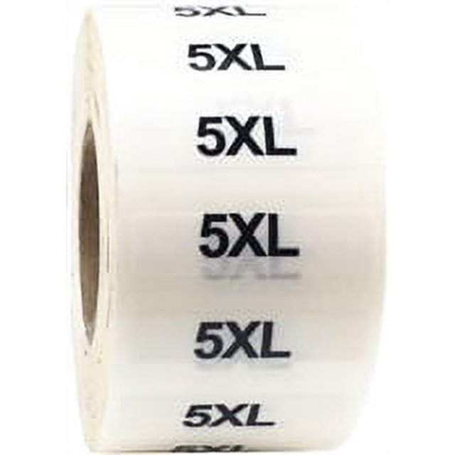 Clear 5XL Clothing Size Strip Stickers | 1.25 x 5" Inches Wide | 125 Pack