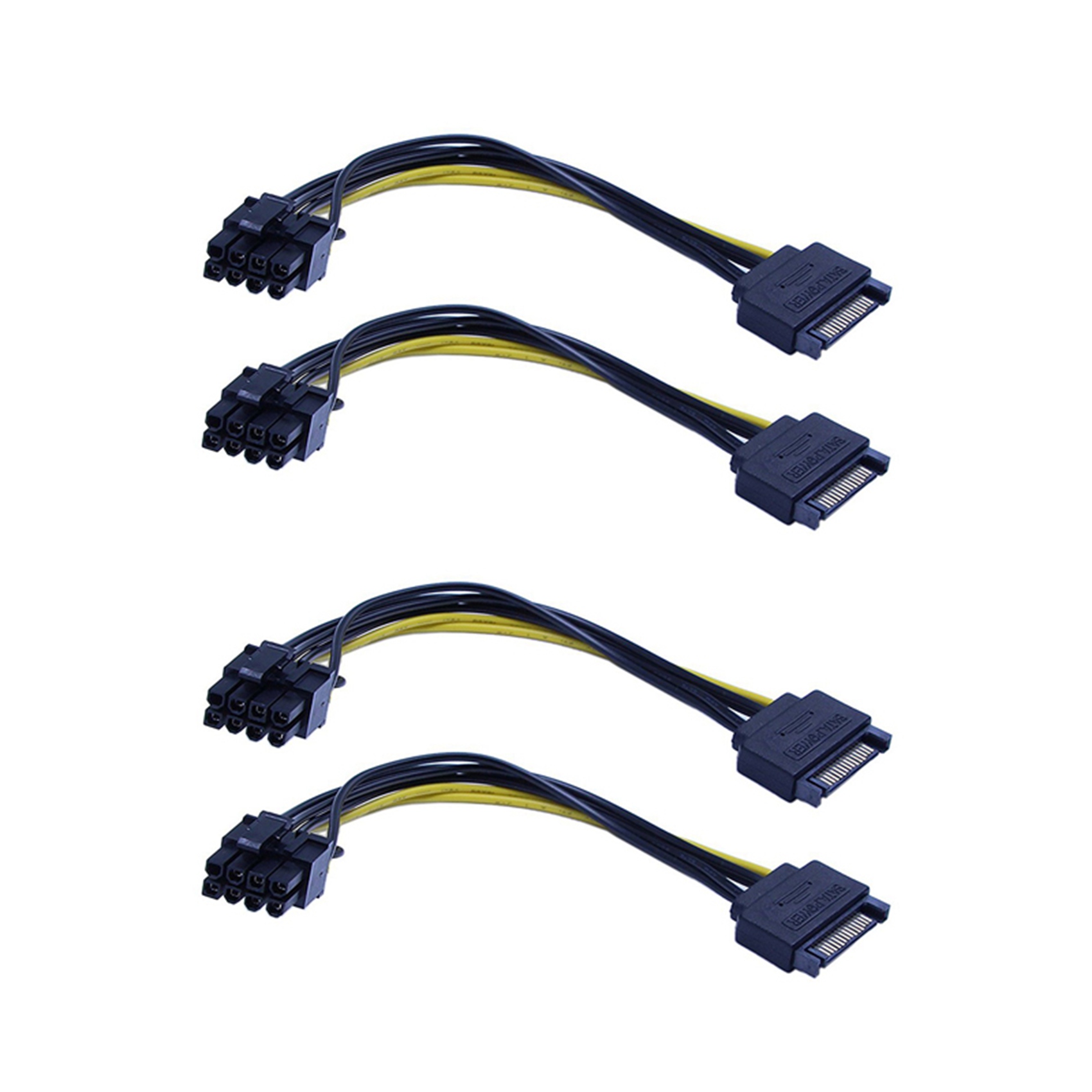 30 PCS New 15Pin Male to 8Pin(6+2) PCI-E Power Supply Cable 20cm Cable 15-Pin to 8 Pin Cable 18AWG Wire,30 cords,yellow & black