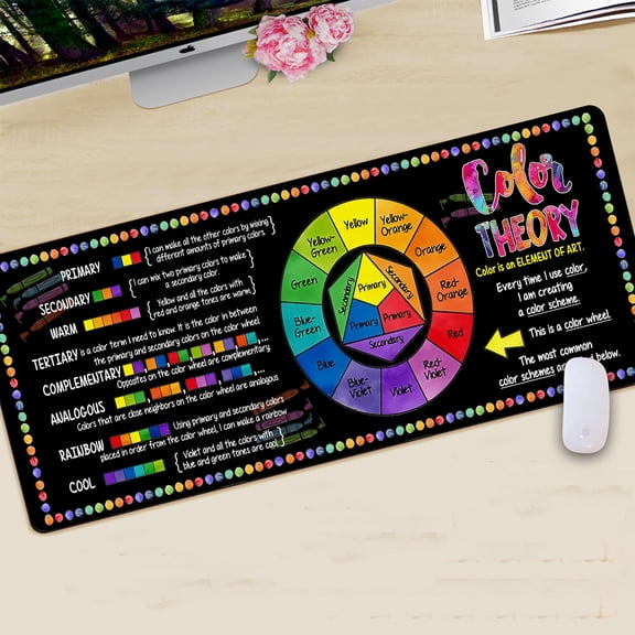 Color Theory Mouse Pad, Color Wheel Desk Mat for Designers, Colorists, and Filmmakers, Studio Mouse Pad, Large Desk Pad for Art and Design Workspaces