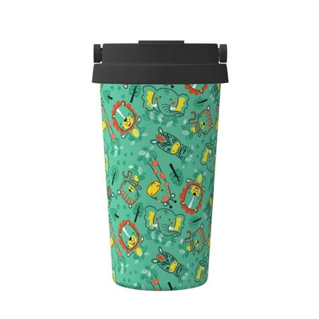 

KLL Funny Animals in Jungle Pattern Stainless Steel Vacuum Insulated Tumbler - Carry Insulated Coffee Mug - Reusable Insulated Cold Brew Iced Coffee Cup Thermos