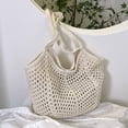 thumbnail image 2 of Straw Beach Bag for Women - Handmade Raffia Woven Tote Handbag, Summer Mesh Beach Purse for Vacation Holiday, 2 of 7