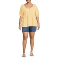 thumbnail image 2 of Terra & Sky Women's Plus Size Slouchy Pull-On Denim Shorts, 2 of 5