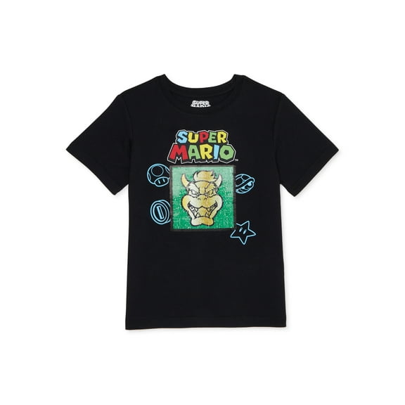 Super Mario Bros. Boys Head Sequin T-Shirt, Sizes 4-18