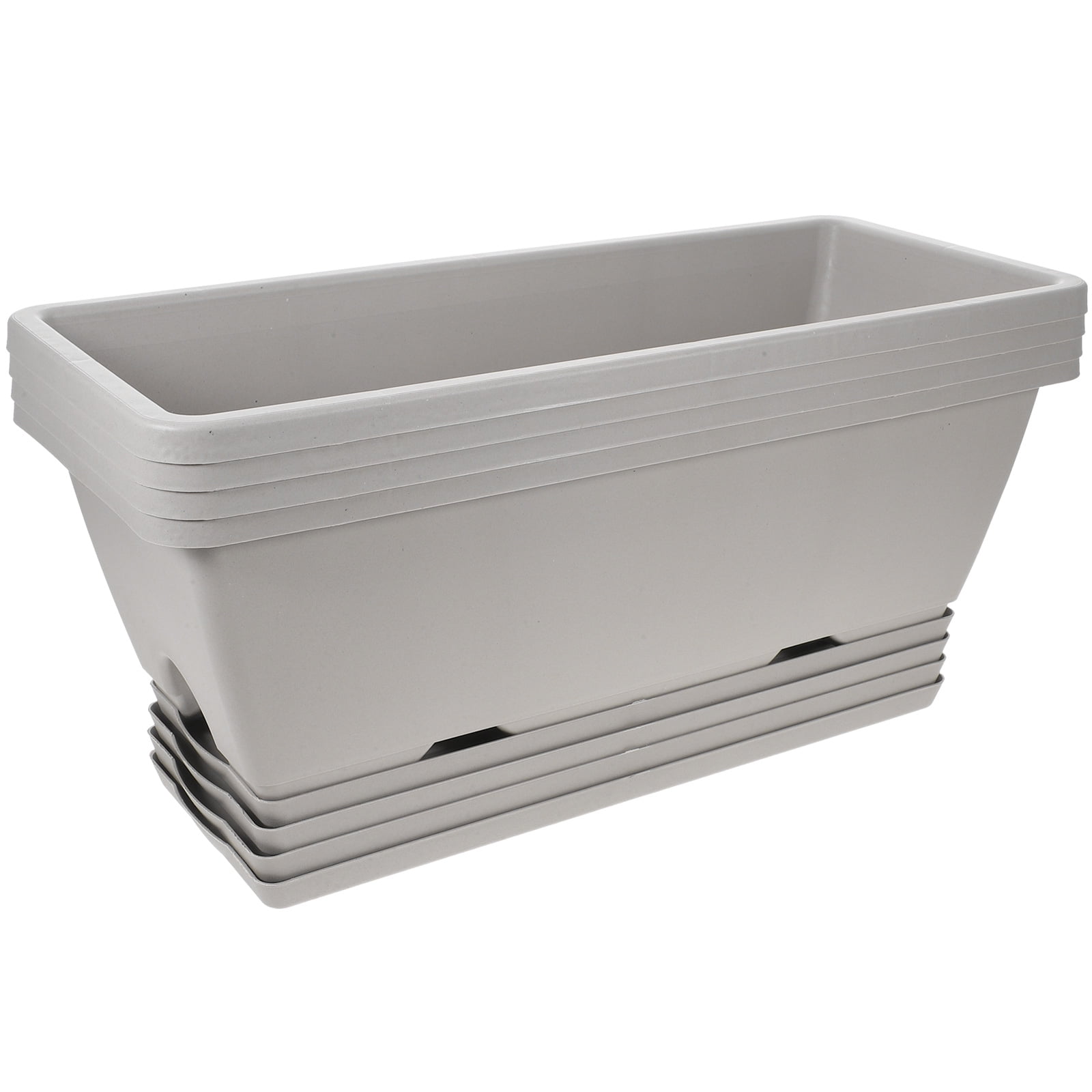 FRCOLOR flower pot with tray 4 Sets Window Box Planter Flower Box Planter Rectangle Box for Garden,16.93"X6.89"X5.31"